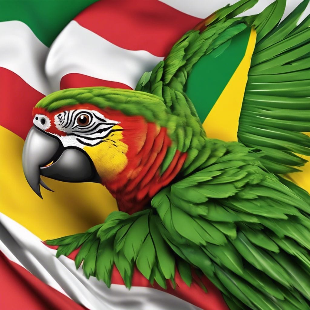 Macaw Guyana National Bird dressed in Guyana flag